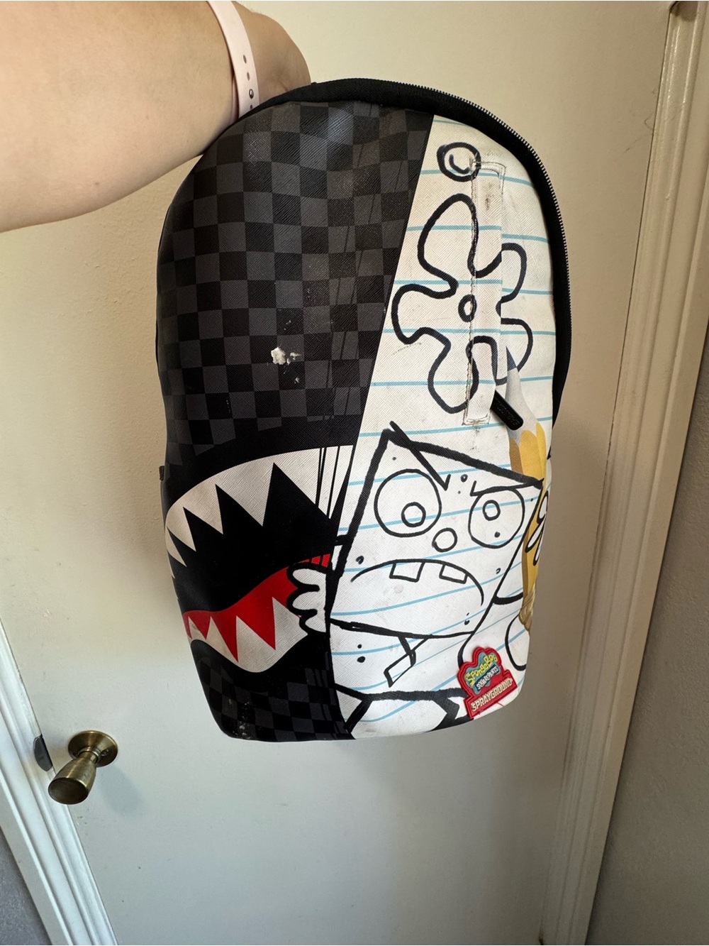 Sprayground Black White Red SpongeBob Split Graphic Backpack